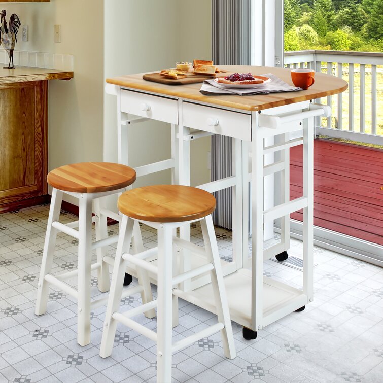 August Grove Wimborne Solid Wood Kitchen Island Set Reviews